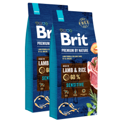 BRIT PREMIUM BY NATURE Adult Sensitive Lamb Rice 2x15kg + GRATIS