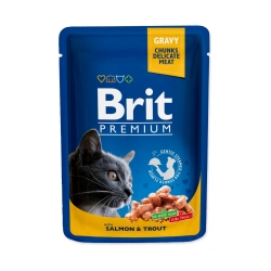 BRIT PREMIUM CAT Łosoś i Pstrąg w sosie 24x 100g