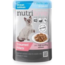 NUTRILOVE saszetka dla kota STERYLIZOWANEGO ŁOSOŚ w SOSIE 85g