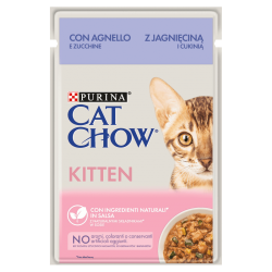 PURINA CAT CHOW KITTEN JAGNIĘCINA I CUKINIA dla Kociąt w sosie 26x85g