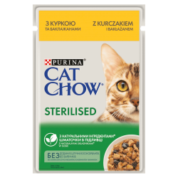 Purina CAT CHOW Adult Sterilised z Kurczakiem i Bakłażanem w sosie 13x85g