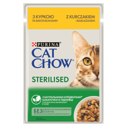 Purina CAT CHOW Adult Sterilised z Kurczakiem i Bakłażanem w sosie 10x85g