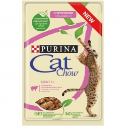 PURINA CAT CHOW ADULT Z JAGNIĘCINĄ I ZIELONĄ FASOLKĄ 26x85g