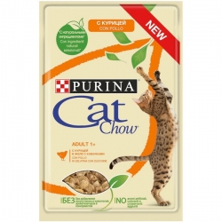 PURINA CAT CHOW ADULT Z KURCZAKIEM I CUKINIĄ 10x85g