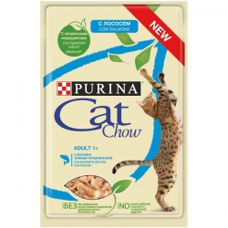 PURINA CAT CHOW ADULT Z ŁOSOSIEM I ZIELONĄ FASOLKĄ 10x85G