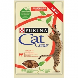 PURINA CAT CHOW ADULT Z WOŁOWINĄ I BAKŁAŻANEM 10x85G