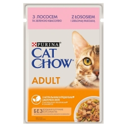 PURINA CAT CHOW ADULT Z ŁOSOSIEM I ZIELONĄ FASOLKĄ 13x85G