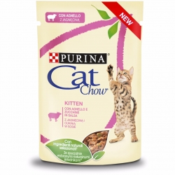PURINA CAT CHOW KITTEN JAGNIĘCINA I CUKINIA dla Kociąt w sosie 26x85g