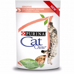 Purina CAT CHOW Adult Sensitive z Łososiem i Cukinią w sosie 13x85g