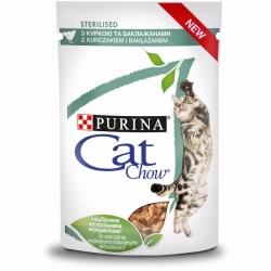 Purina CAT CHOW Adult Sterilised z Kurczakiem i Bakłażanem w sosie 13x85g