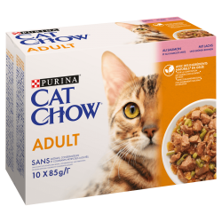 PURINA Cat Chow Adult z Łososiem i Zieloną Fasolką Multipack 10x 85g