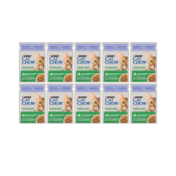 Purina CAT CHOW Adult Sterilised z Jagnięciną i Zieloną fasolką w sosie 10x85g