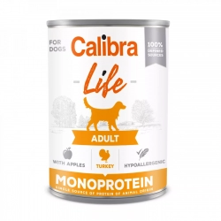 Hipoalergiczna karma mokra INDYK I JABŁKO Calibra Dog Life Adult Turkey with apples 400g