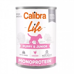 Karma dla szczeniąt KURCZAK Z SERCAMI I RYŻEM Calibra Dog Life Puppy&Junior Chicken&rice 400g