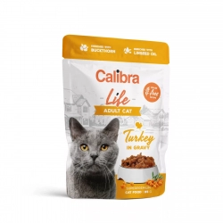 Mokra karma dla kotów z indykiem bez zbórz Calibra Cat Life pouch Adult Turkey in gravy 85g