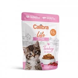 Mokra karma dla kociąt z indykiem bez zbórz Calibra Cat Life pouch Kitten Turkey in gravy 85g