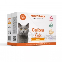 Mokra karma dla kotów MIX 4 SMAKÓW bezzbożowa Calibra Cat Life pouches Adult Multipack 12x85g