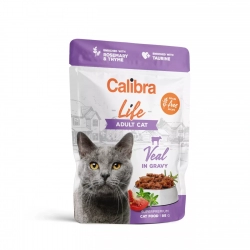 Mokra karma dla kotów z cielęciną bez zbórz Calibra Cat Life pouch Adult Veal in gravy 85g