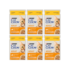 PURINA CAT CHOW ADULT Z KURCZAKIEM I CUKINIĄ 6x85G