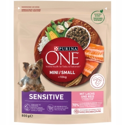 Sucha karma dla psów Purina One Mini Small Sensitive z łososiem i ryżem 800g