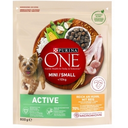 Sucha karma dla psów Purina One Mini Small Active z kurczakiem i ryżem 800g