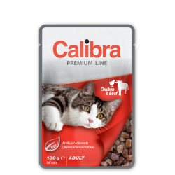 Karma dla kotów z wołowiną i kurczakiem w sosie Calibra Cat Adult Chicken And Beef 100g