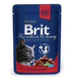 BRIT PREMIUM CAT Wołowina z groszkiem 100g saszetka